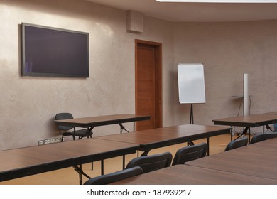 Empty Classroom From Rear View