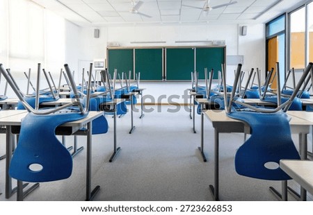 An empty classroom in the school