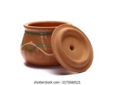 Empty Clay Pot, Bowl Isolated On White 