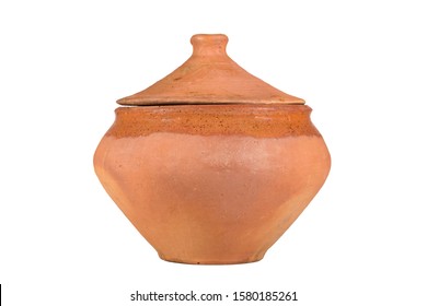Empty clay pot isolated on a white background. - Shutterstock ID 1580185261