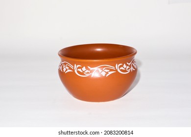 Empty Clay Pot On White Background