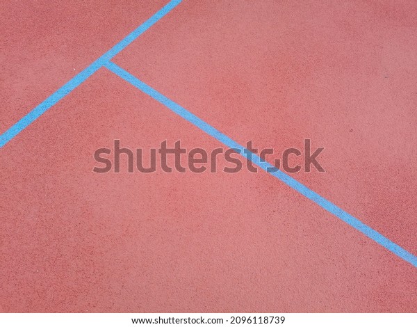 Empty Clay Tennis Court and\
marking