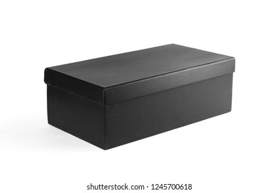 Empty Clean Box. Shoe Box. Close Up. Isolated On White Background.