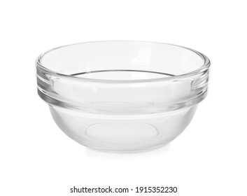 Empty Clean Glass Bowl Isolated On White