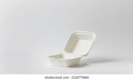 Empty Clean Open White Paper Food Box On White Background