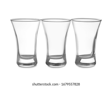 Empty Clean Shot Glasses Isolated On White