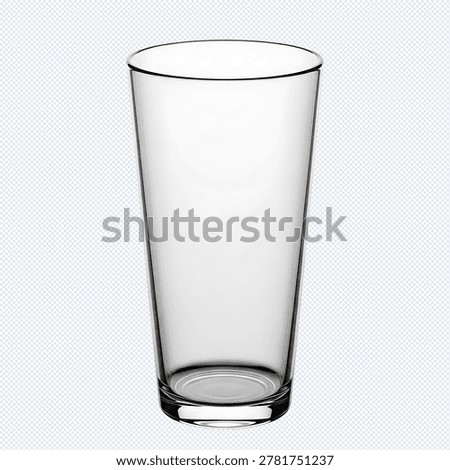Empty clear drinking glass on white background with drinking transparent beverage container tableware glassware
