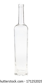 Empty Clear Wine Bottle Isolated On White Background