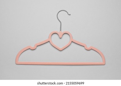 Empty Clothes Hanger On White Background, Top View