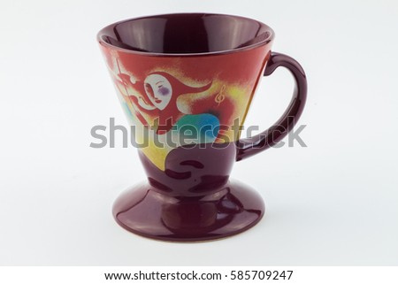 Empty cocktail ceramic cup isolated on white background