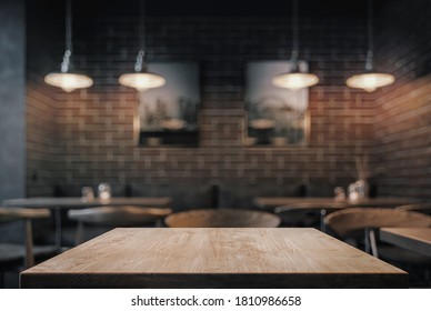 Empty Coffe Table At Night Over Defocused Background With Copy Space