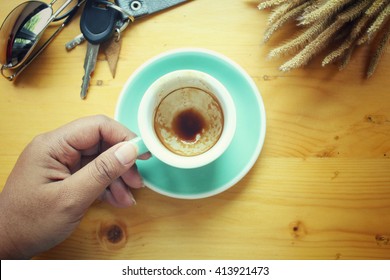 Empty Coffee Cup With Key Car