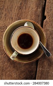 empty coffee cup on table