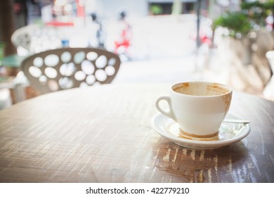 Empty Coffee Cup On Wood Table Top 