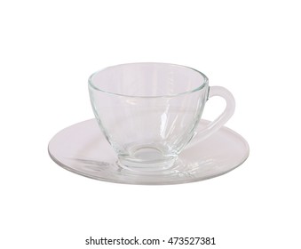 Empty Coffee Cup And Saucer Isolated On White Background