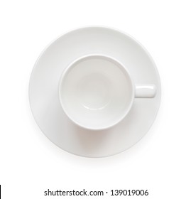 Empty Coffee Cup, Top View, Isolated On White Background