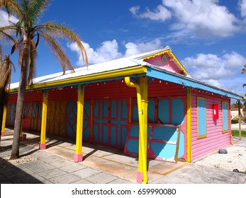 Empty Colorful Market In Freeport, Grand Bahama, Bahamas