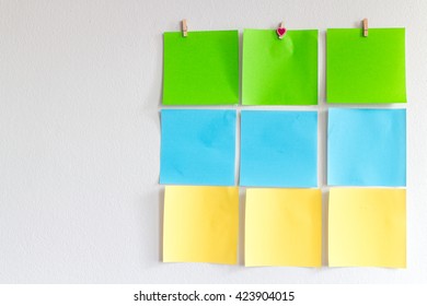 Empty Colorful Post Its On The Wall.