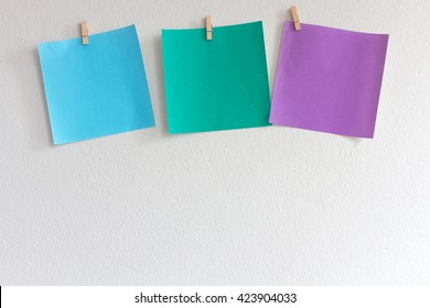 Empty Colorful Post Its On The Wall.