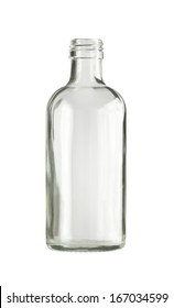 Empty Colorless Glass Bottle, Isolated.