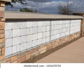 Empty Columbarium Wall In Cemetery