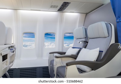 Empty Comfortable Business Class Airline Seat