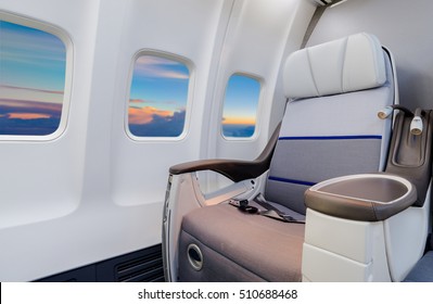 Empty Comfortable Business Class Airline Seat