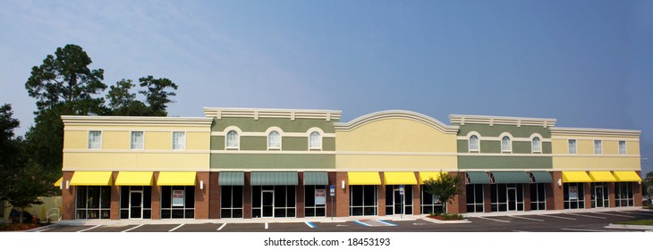 Empty Commercial Strip Mall Ready For Retail Shops