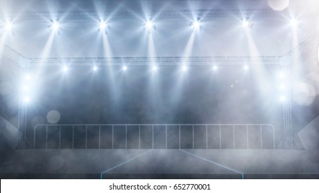 Empty Concert Stage With Lights On Background