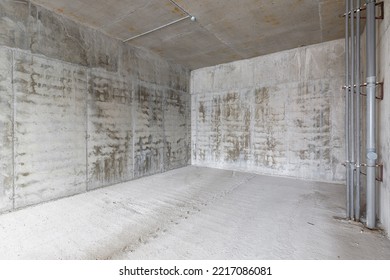 Empty Concrete Commercial Space Without Finishing With Partitions