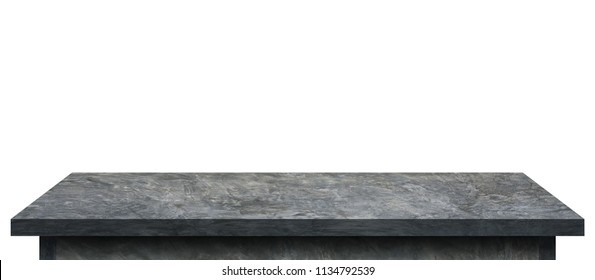 Empty Concrete Tabletop Isolated On White Background. Object With Clipping Path