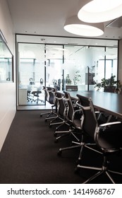 Empty conference room with board room table