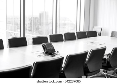 Empty Conference Room With Telephone