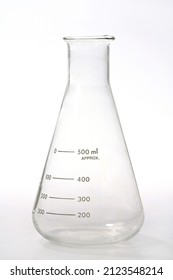 Empty Conical Erlenmeyer Flask On White Background