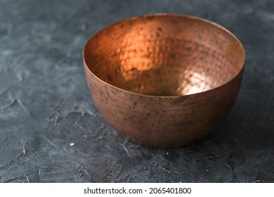 Empty Copper Round Vintage Bowl