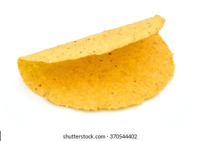 Empty Corn Taco Shell Isolated In A White Background