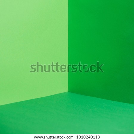 empty corner with green walls and floor