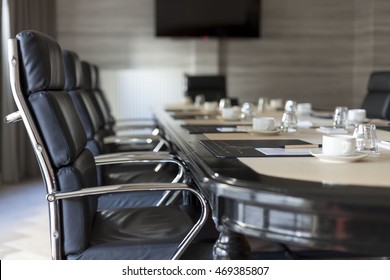 Empty Corporate Conference Room Before Business Meeting