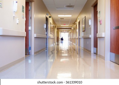 Empty Corridor In Modern Hospital