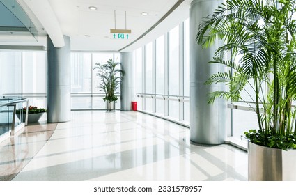 Empty corridor in modern office building.