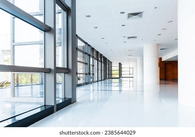 Empty corridor in the modern office building.