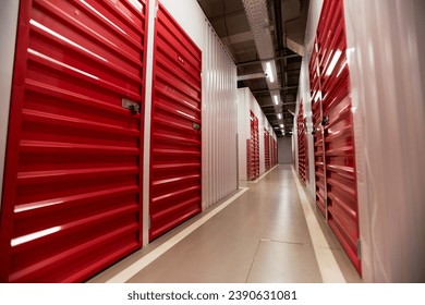 Empty Corridor in Self-Storage in Warehouse