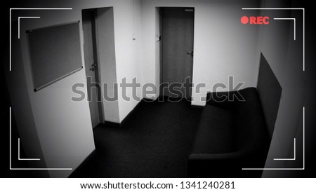 Empty corridor view through surveillance camera, private property protection