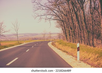 Empty Country Road In Early Spring