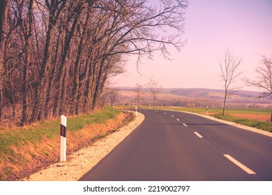 Empty Country Road In Early Spring