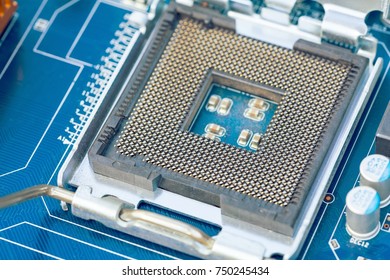 Empty Cpu Socket On Blue Computer Stock Photo 750245434 | Shutterstock