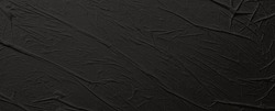 Empty Crumpled Wet Black Paper Blank Texture Copy Space Wall Horizontal Long Background.
