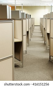 Empty Cubicles Inside Office Building, Place Of Work