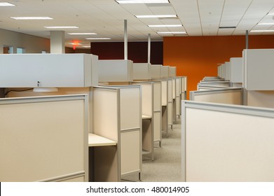 Empty Cubicles Inside Office Building, Place Of Work