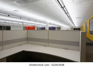 Empty Cubicles Inside Office Building, Place Of Work